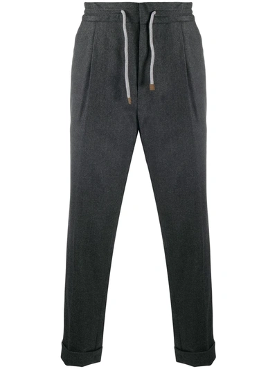 Brunello Cucinelli Cropped Straight Leg Trousers In Grey