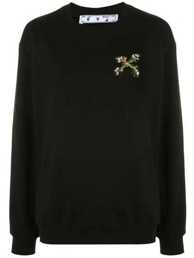 Off-white Flowers Arrows Sweatshirt In Black Green