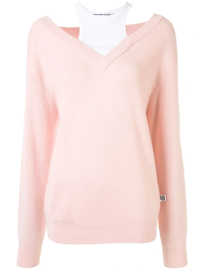 Alexander Wang T Oversized Layered Jumper In Pink