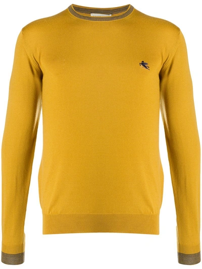 Etro Long Sleeve Embroidered Logo Jumper In 700 Yellow