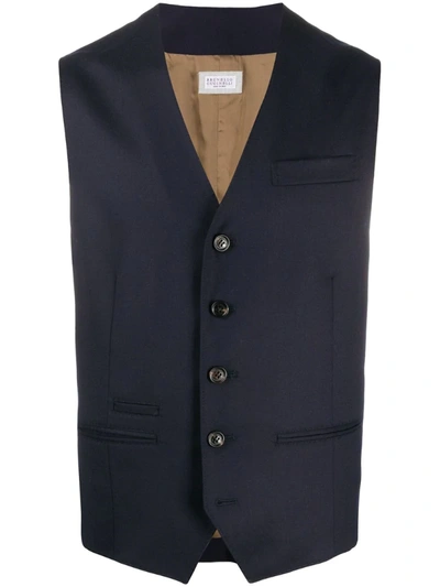 Brunello Cucinelli Slim-fit Waistcoat In Blue