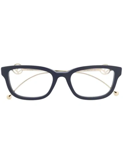 Fendi Ff Rectangular Frame Glasses In Blue