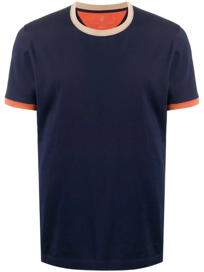 Brunello Cucinelli Contrast Panel T-shirt In Blue