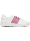 Valentino Garavani Open Contrast-stripe Leather Trainers In White