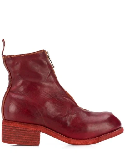Guidi Front Zip Boots Sole Leather In T Red