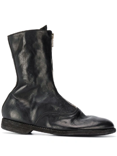 Guidi Front Zip Army Boots Sole Leather In Black