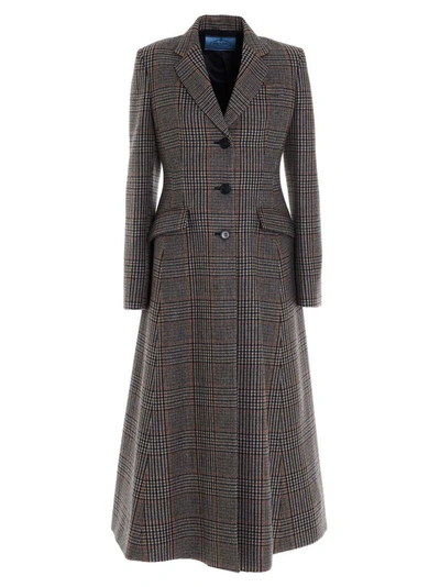 Prada Houndstooth Coat In Multi