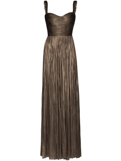 Maria Lucia Hohan Kesia Pleated Bustier Gown In Neutrals