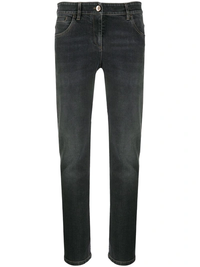 Brunello Cucinelli Faded High-rise Straight-leg Jeans In Grey