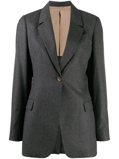 Brunello Cucinelli Single-breasted Striped Tailored Jacket In Charcoal