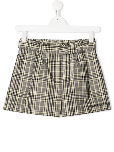 Givenchy Teen Check-print Embroidered Logo Shorts In Var. Uni