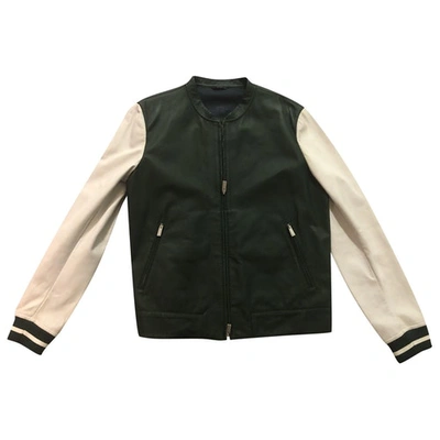 Pre-owned Fendi Leather Jacket In Green