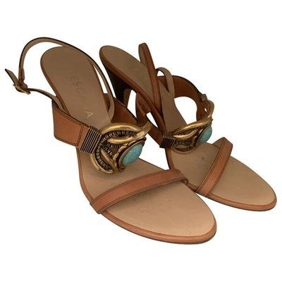 Pre-owned Escada Leather Sandals In Gold