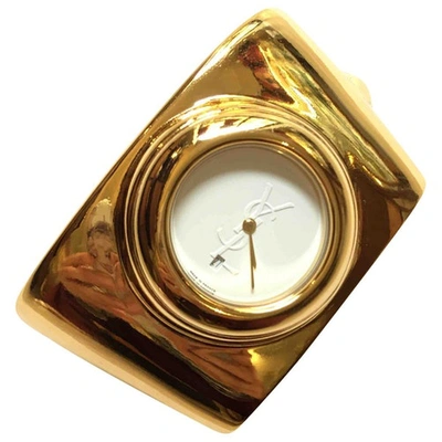 Pre-owned Saint Laurent Gold Gold Plated Watch