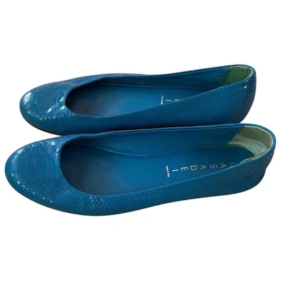 Pre-owned Casadei Leather Ballet Flats In Blue