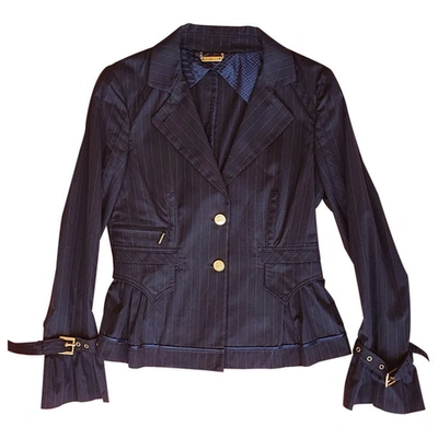 Pre-owned Roberto Cavalli Blue Cotton Jacket