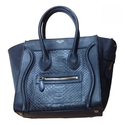 Pre-owned Celine Nano Luggage Leather Handbag In Black