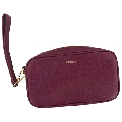 Pre-owned Furla Leather Clutch Bag In Purple