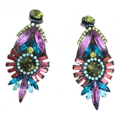 Pre-owned Elizabeth Cole Crystal Earrings In Multicolour