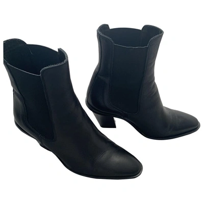 Pre-owned Topshop Tophop  Black Leather Ankle Boots