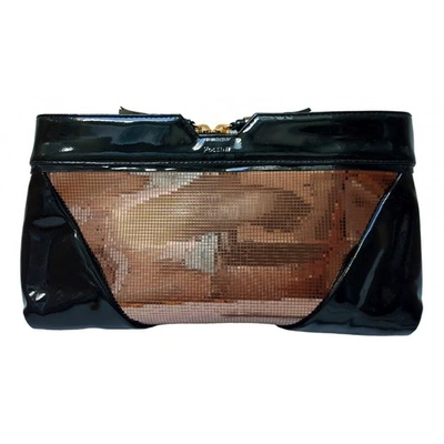 Pre-owned Pollini Patent Leather Clutch Bag In Black