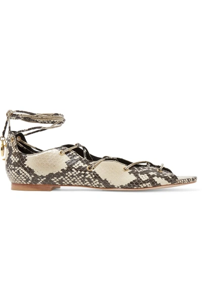 Sandro Lace-up Snake-effect Leather Sandals