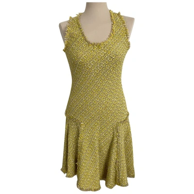 Pre-owned Lanvin Tweed Mid-length Dress In Yellow