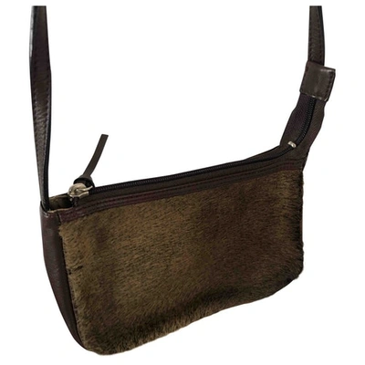 Pre-owned Lancel Leather Clutch Bag In Khaki
