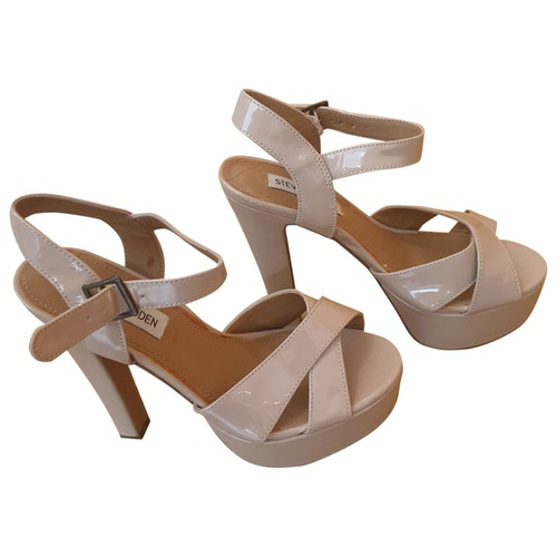 beige patent leather sandals
