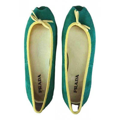 Pre-owned Prada Ballet Flats In Green