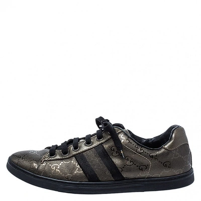 Pre-owned Gucci Metallic Leather Trainers
