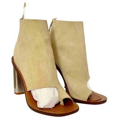 Pre-owned Celine Bam Leather Sandal In Beige