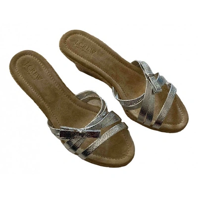 Pre-owned Jcrew Leather Espadrilles In Silver
