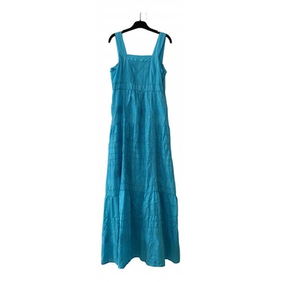 Pre-owned P.a.r.o.s.h Silk Maxi Dress In Turquoise