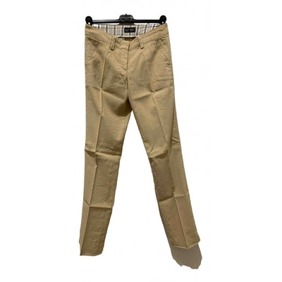 Pre-owned Armani Jeans Linen Straight Trousers In Beige