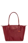 Longchamp Le Pliage Club Small Shoulder Tote In Garnet Red