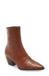 Matisse Caty Western Pointed Toe Bootie In Crocodile Print Leather