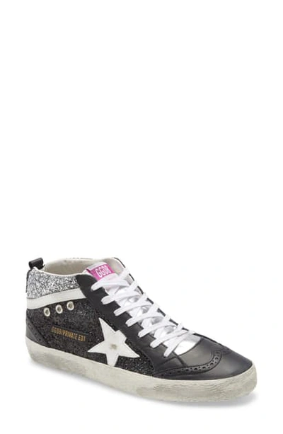 Golden Goose Mid Star Sneaker In Black/ Silver/ White