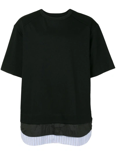 Juunj Oversized Layered Hem T-shirt In Black