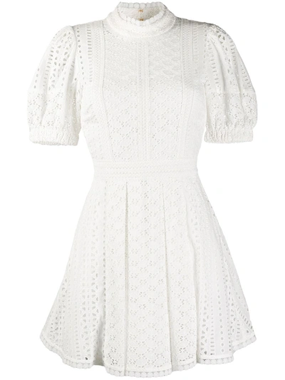 Self-portrait Broderie Cotton Mini Dress In White
