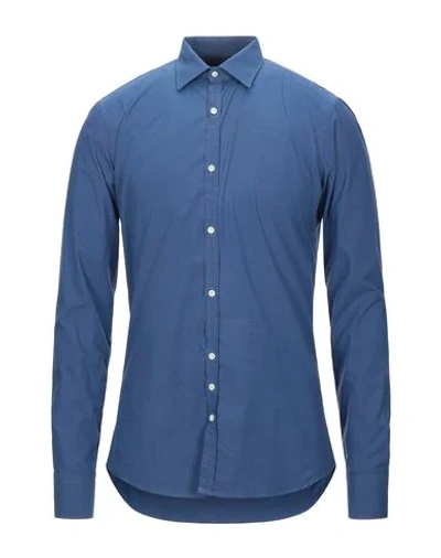 Aglini Shirts In Slate Blue