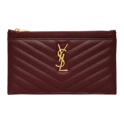 Saint Laurent Burgundy Monogramme Bill Pouch In 6475 Red L