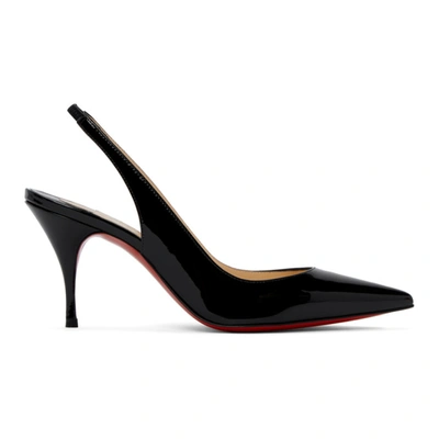 Christian Louboutin V Sling 85 Pvc-trimmed Leather Slingback Pumps In Black