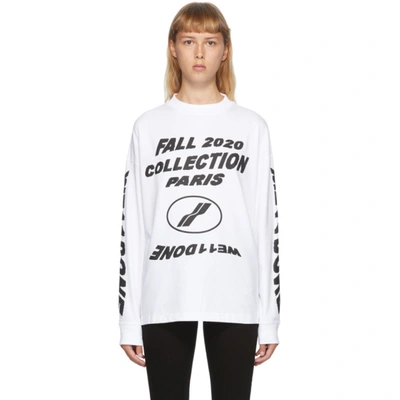 We11 Done Long Sleeve Graphic Print Sweater In White