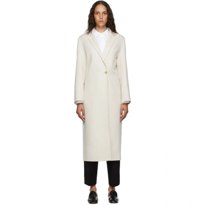 Arch The Beige Silk & Cashmere Coat In Ivory