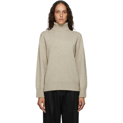 Arch The Beige Cashmere Turtleneck In Brown