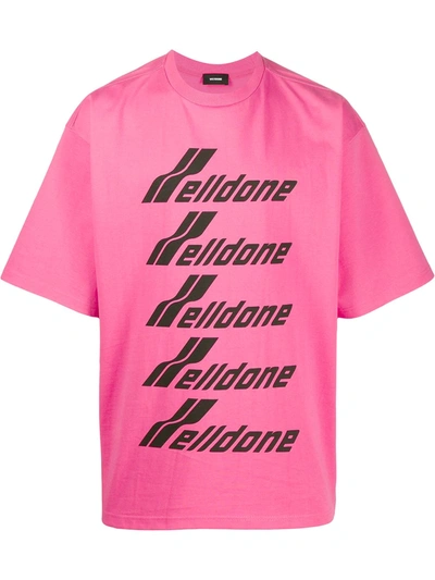 We11 Done Oversized Logo-print T-shirt In Fuchsia