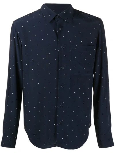 Sandro Polka Dot Print Long-sleeved Shirt In Blue