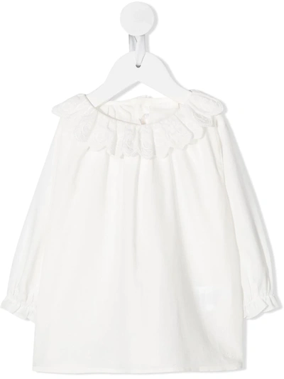 Chloé Babies' Ruffled Neck Blouse In 117 Bianco