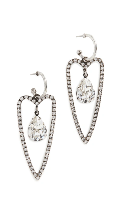 Dannijo Alice Crystal Heart-shaped Drop Earrings In Silver